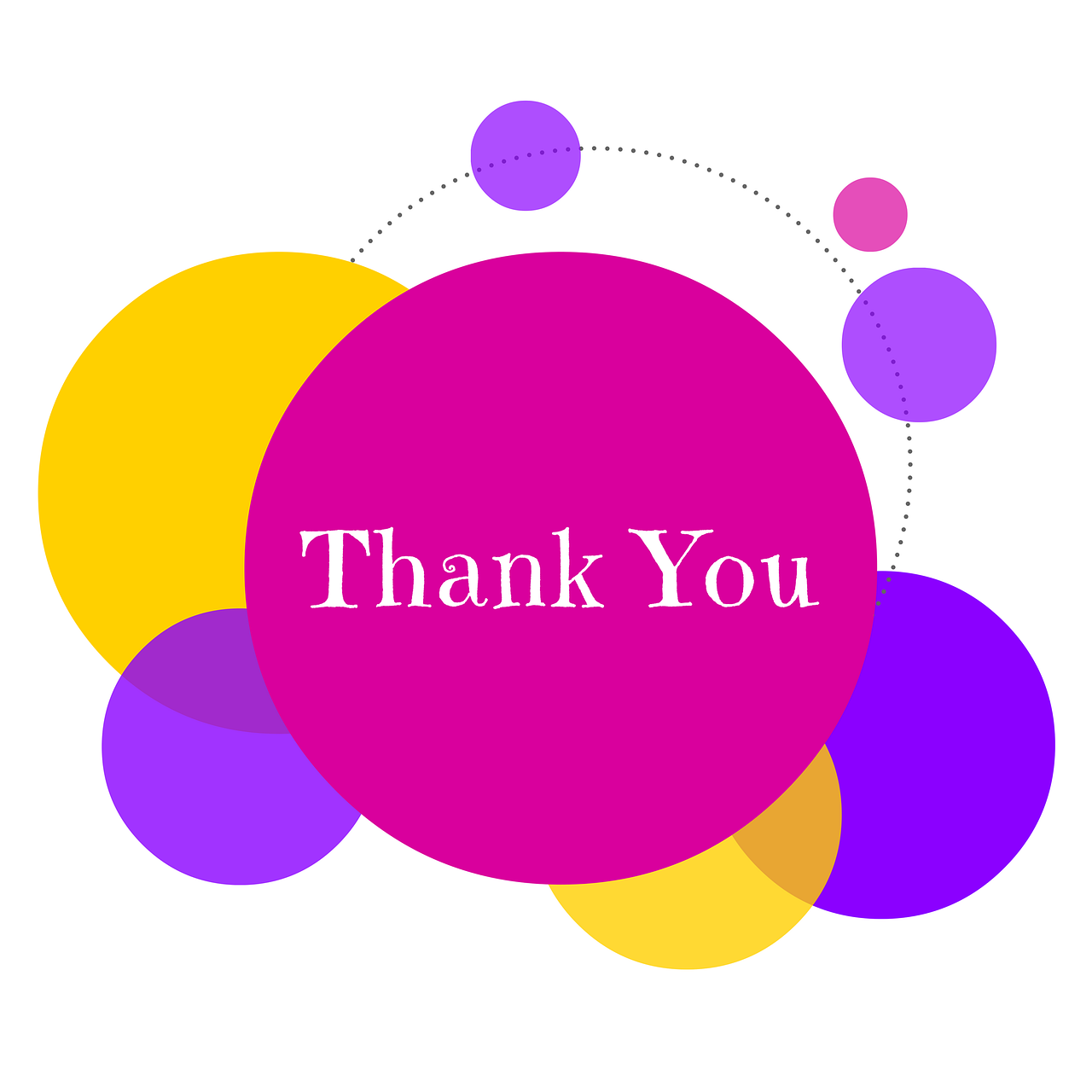 Thank you text written on a graphic bubble